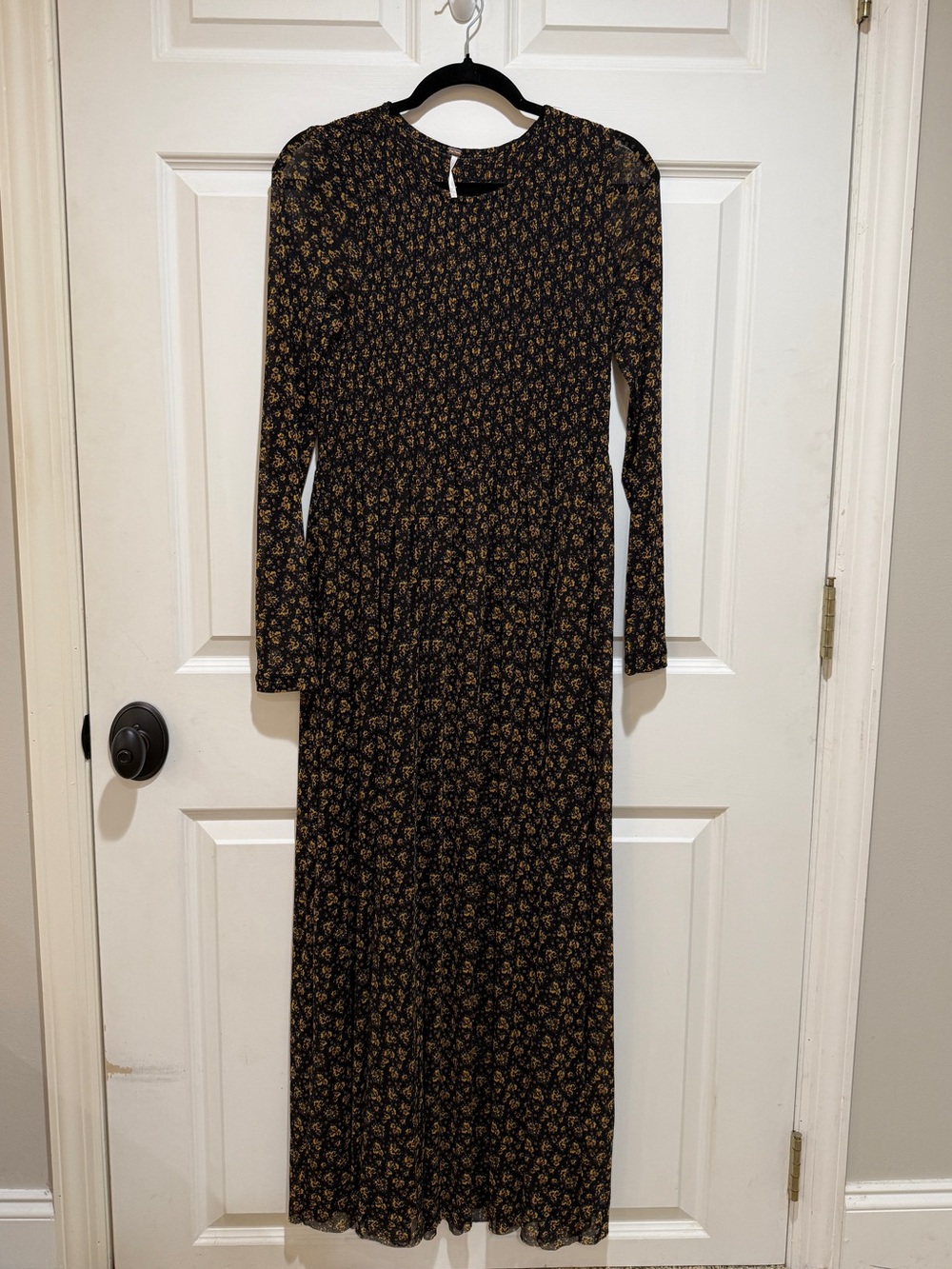 Free People Black Floral Long Sleeve Maxi Dress
